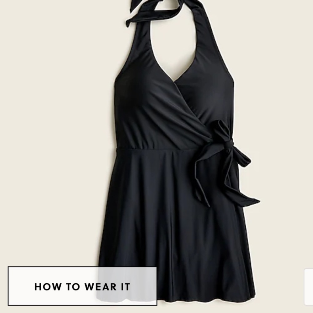 J. Crew Black Halter Wrap Swim Dress - Picture 2 of 3